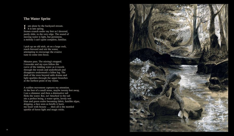 The Water Sprite &mdash; poem and illustration by Sherry L. Ross, pages 18 and 19 of Wonderment